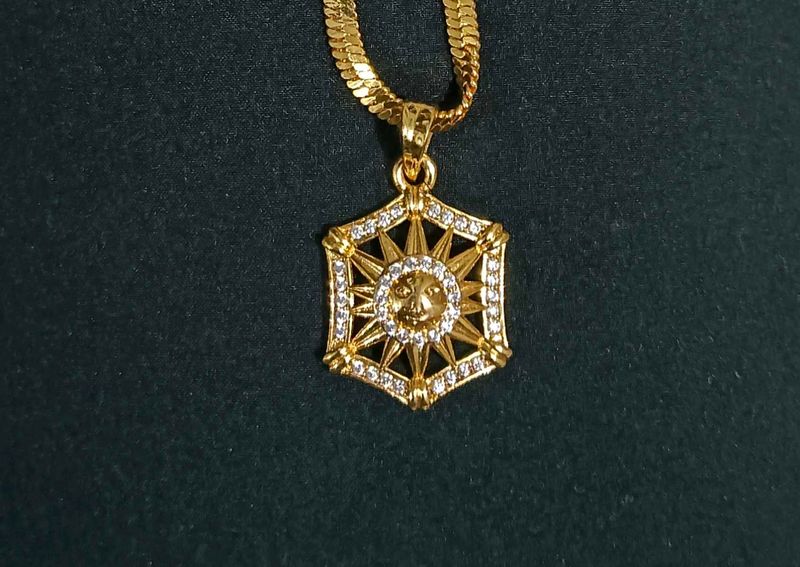 anti tarnish gold chain with pendent for men and w