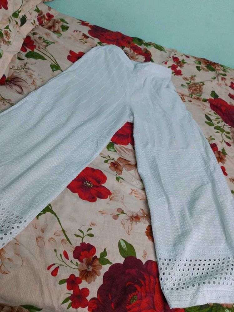 red and white plazo kurta set