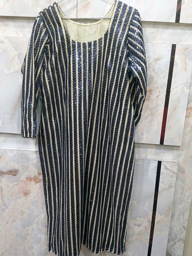 unused Striped Sequin Party Dress