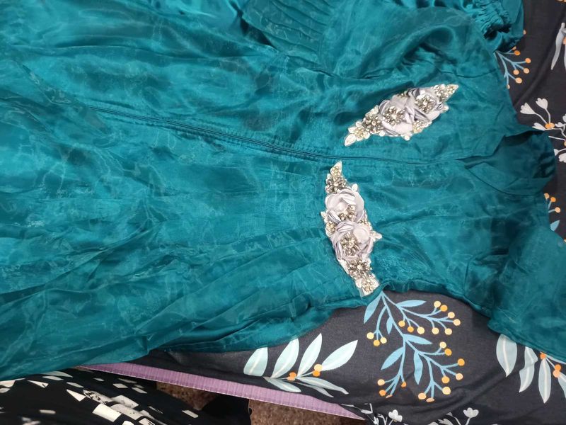 Stunning Teal Embroidered Gown