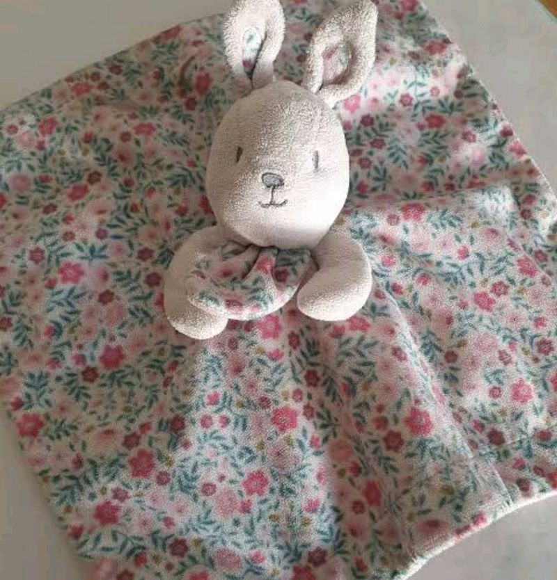 Nutmeg Pink Floral Bunny Baby Comforter