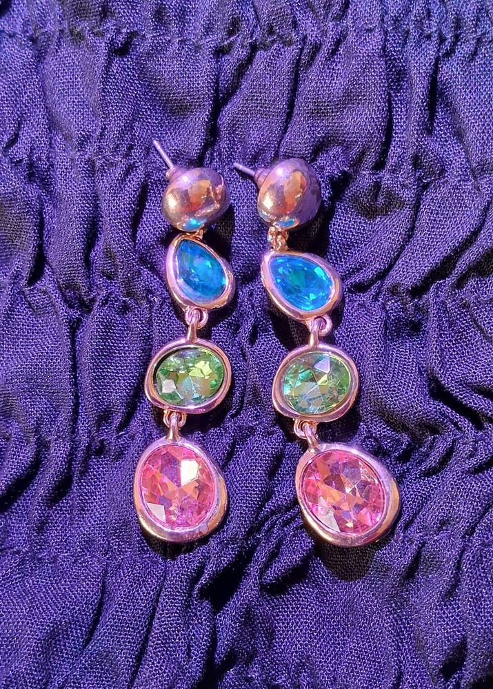 Dangling Gemstone Drop Earrings