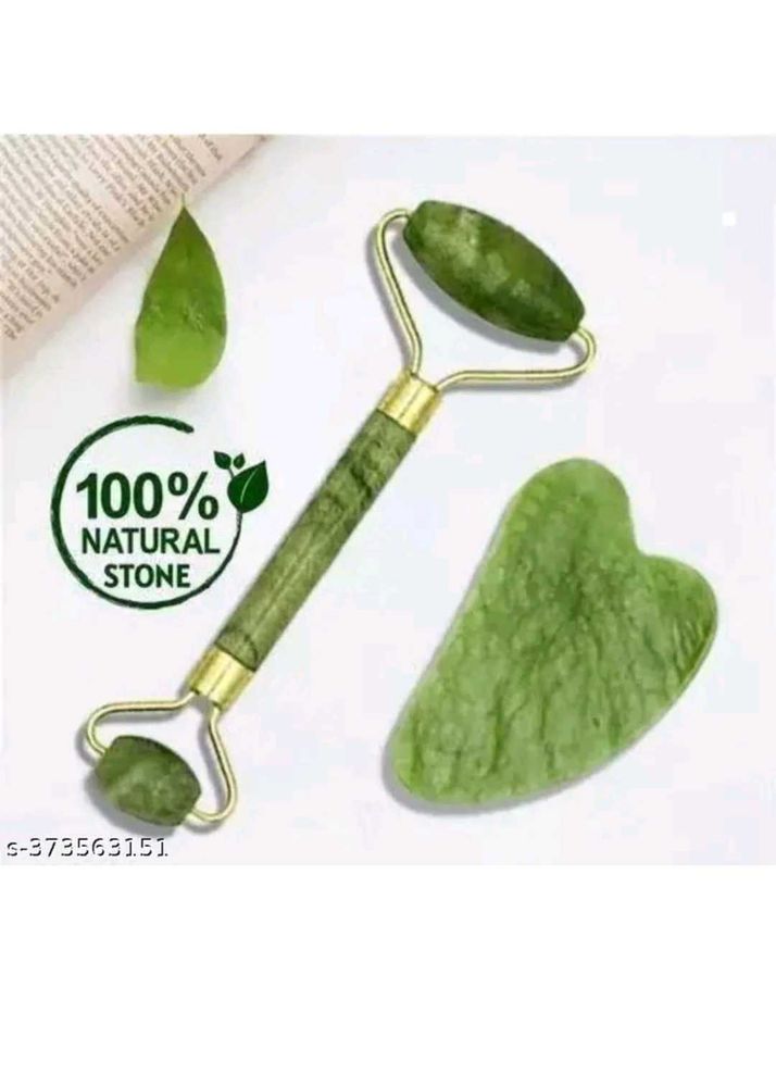 Natural Stone Facial Roller &amp; Gua Sha Set