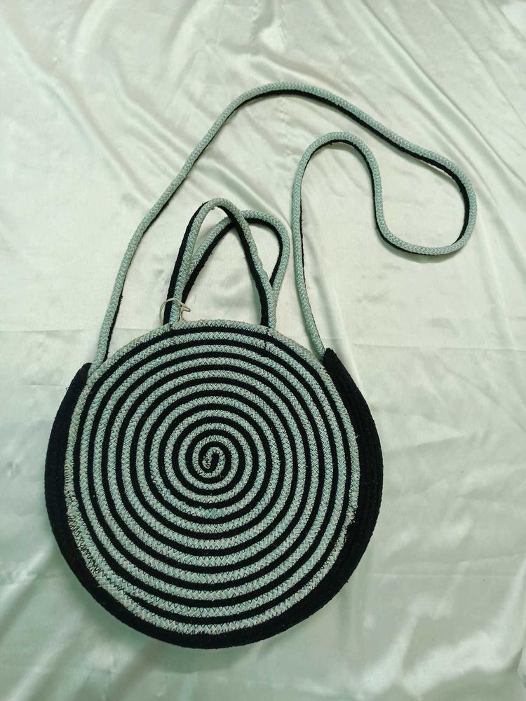 Cotton Jute Round Sling Cum Handbag