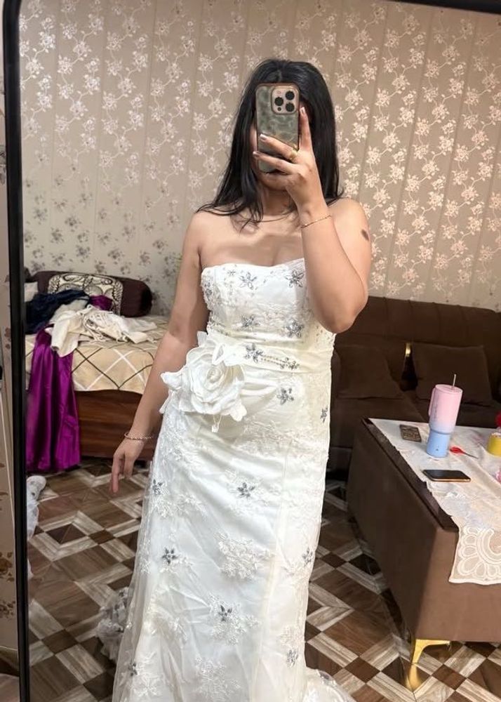 Elegant White Bridal Gown❤️🎀🧚🏻‍♀️