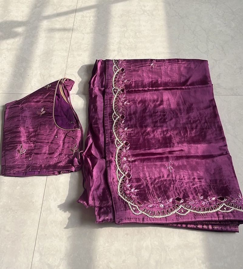 Beautiful Purple Silk Saree with Blouse