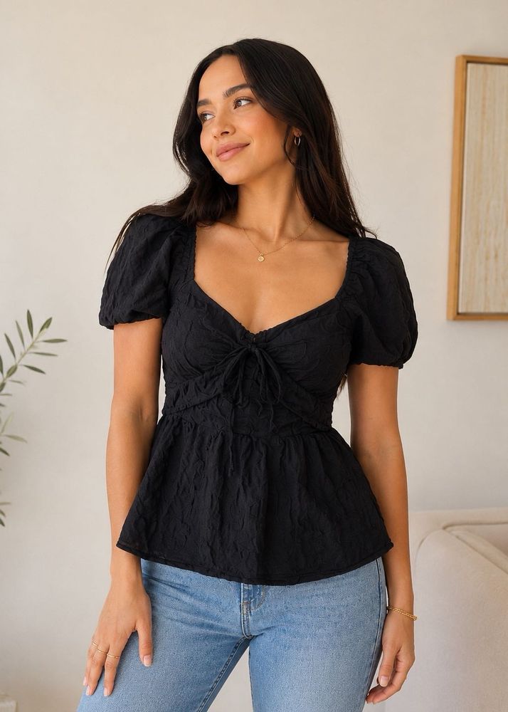 Chic Black Peplum Top