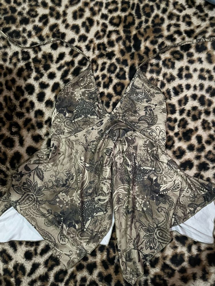Boho Floral Print Halter Top