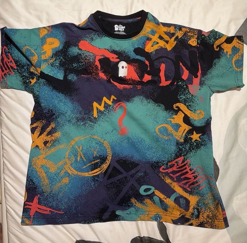 Graffiti Print Ghost T-Shirt