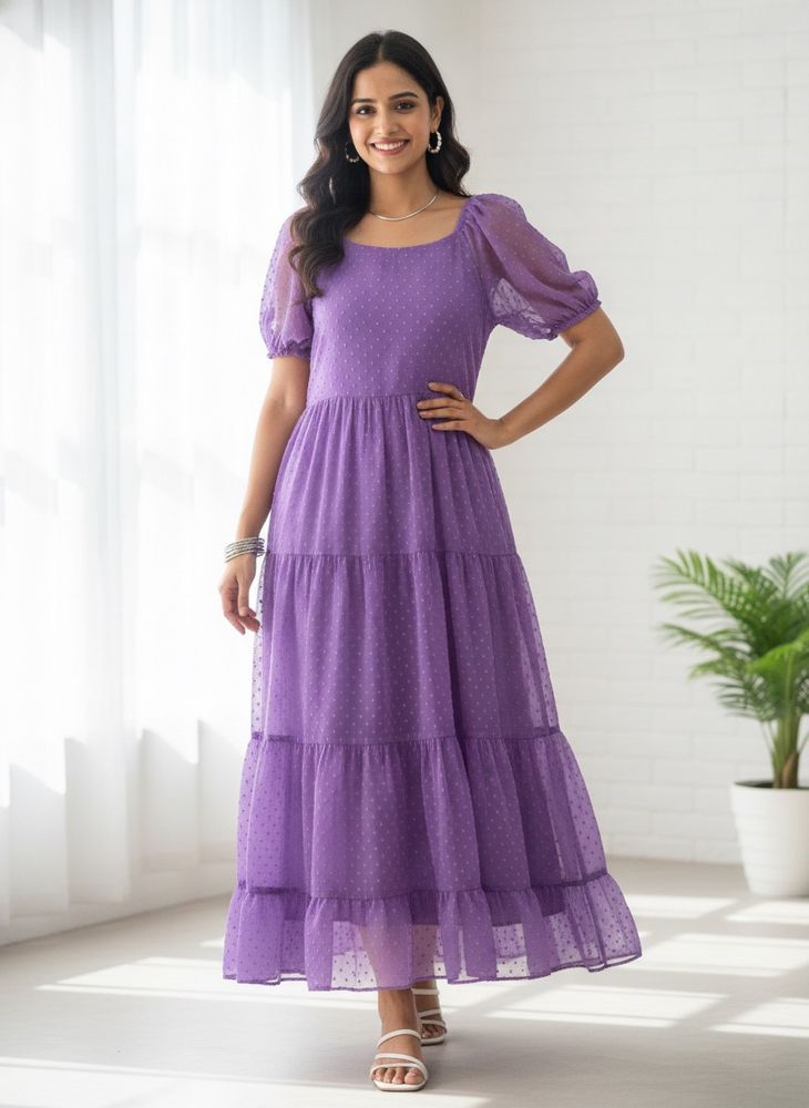 Elegant Purple Tiered Maxi Dress