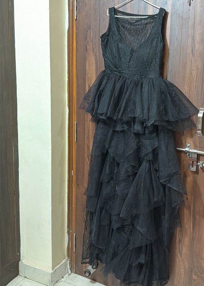 full length dress with frills