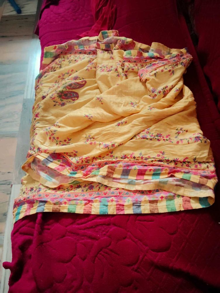 Vintage Yellow Floral Print duptta