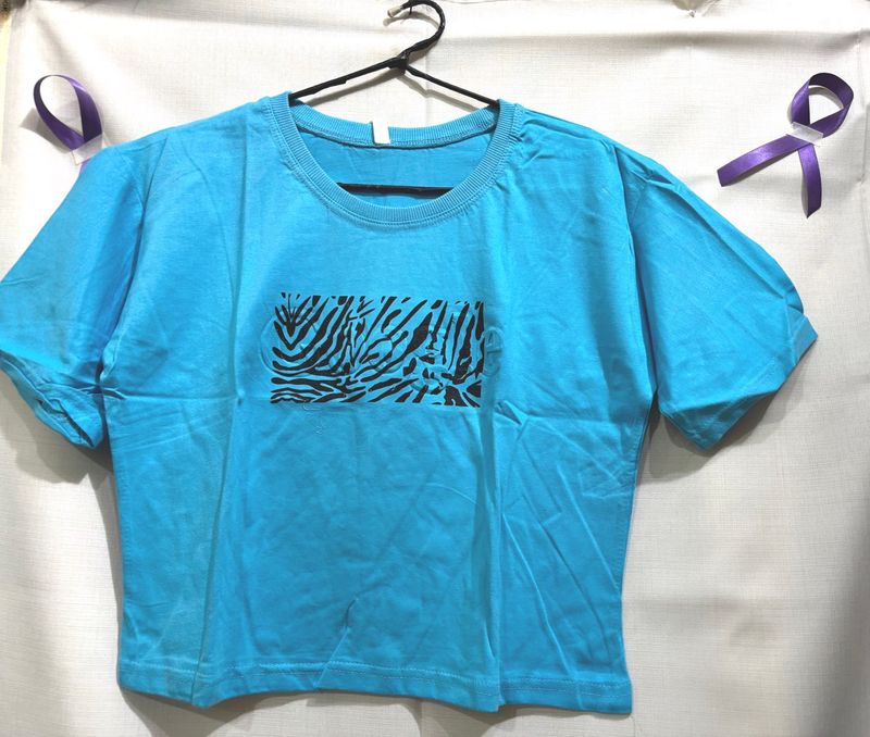 Blue T-Shirt with Zebra Print