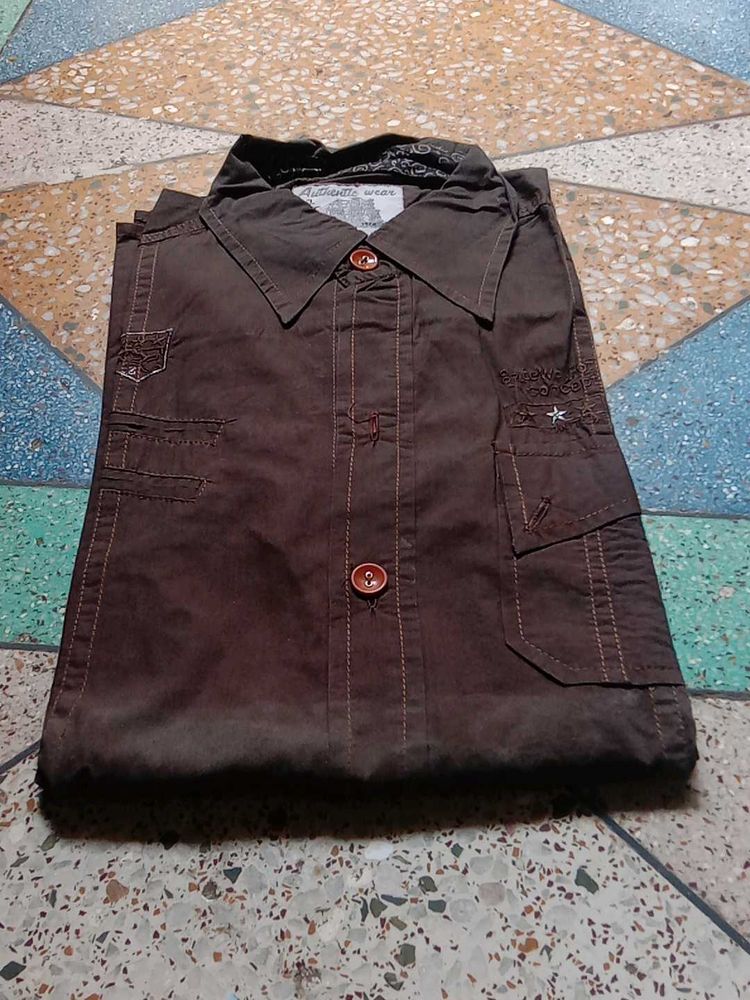 Brown Shirt Amazing Party Wear