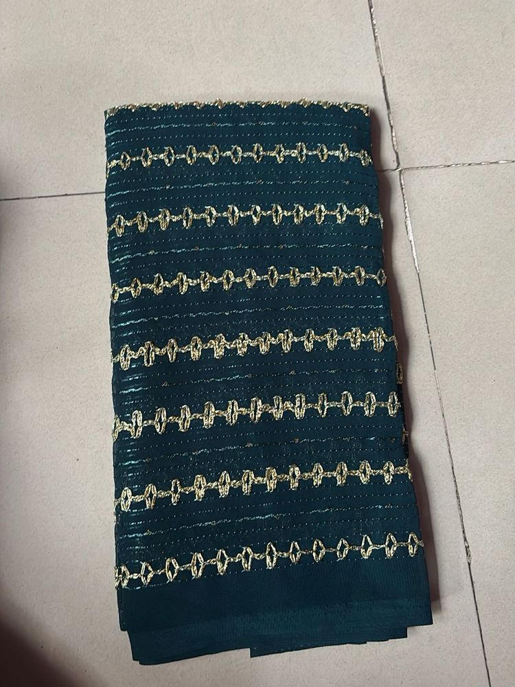 Embroidered Teal Saree