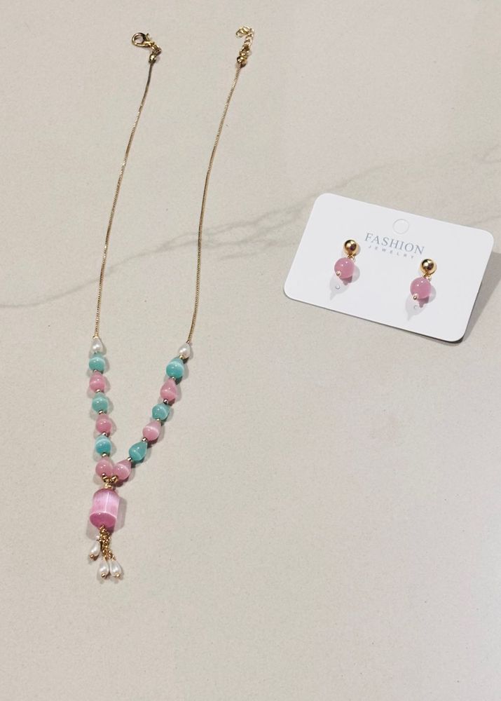 Chic Beaded Necklace and Earring Set