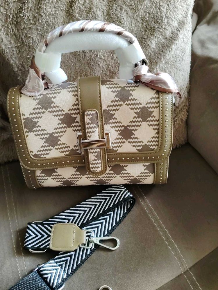 Stylish Handbag with Scarf Accent