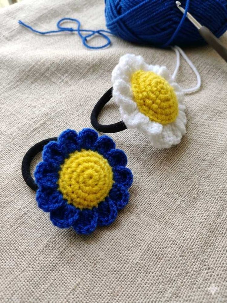 Handmade Crochet Flower Hair Ties