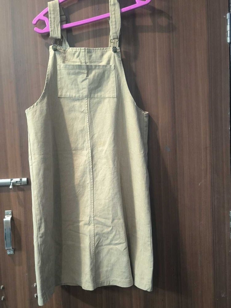 Khaki Pinafore Dress