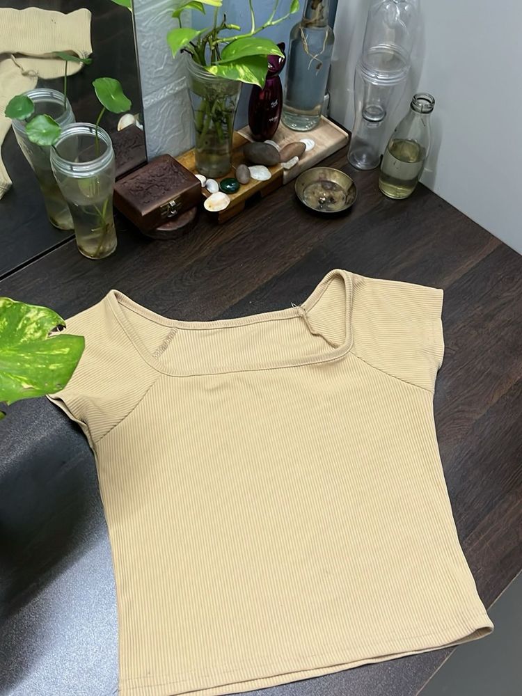 Ribbed Square Neck Cropped Top
