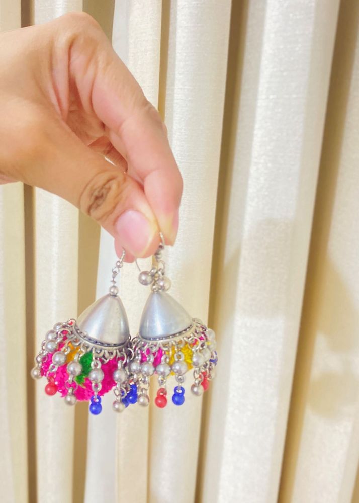 Boho Colorful Jhumka Earrings