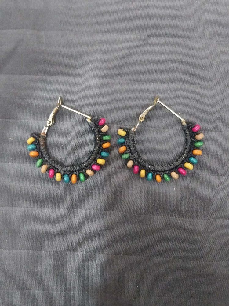 Boho Beaded Hoop Earrings