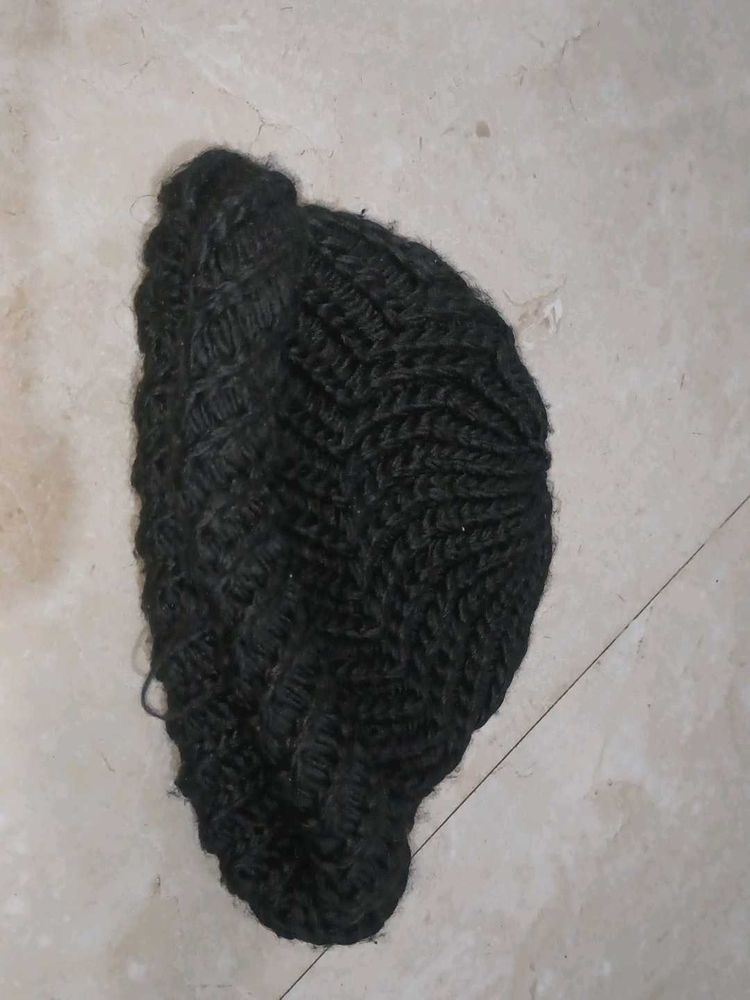 Black Crochet Headband - winter wear