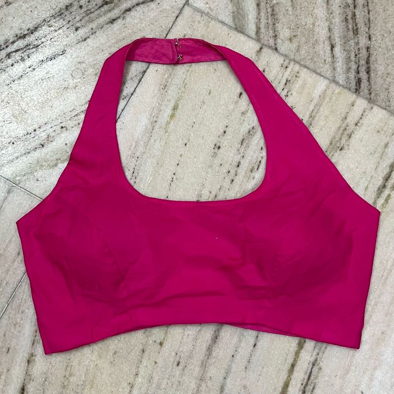 Stylish Pink Halter Neck Blouse fix price