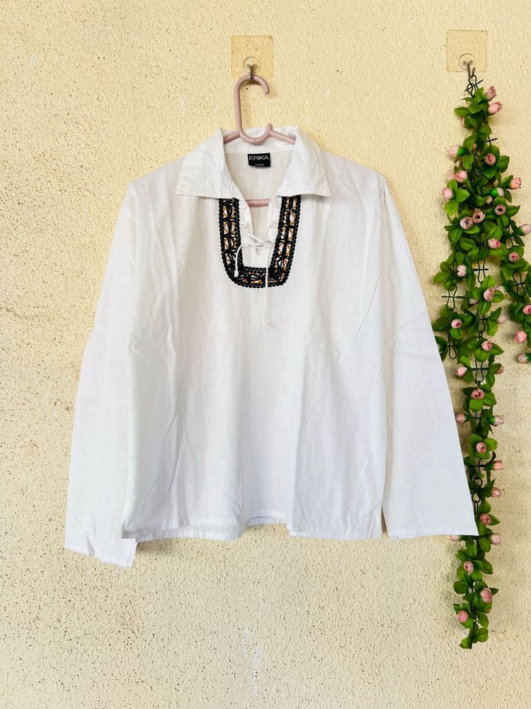 White Embroidered Kurta