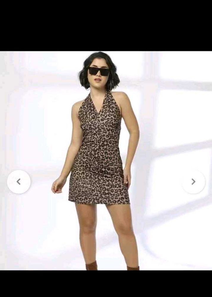 Leopard Print Halter Dress