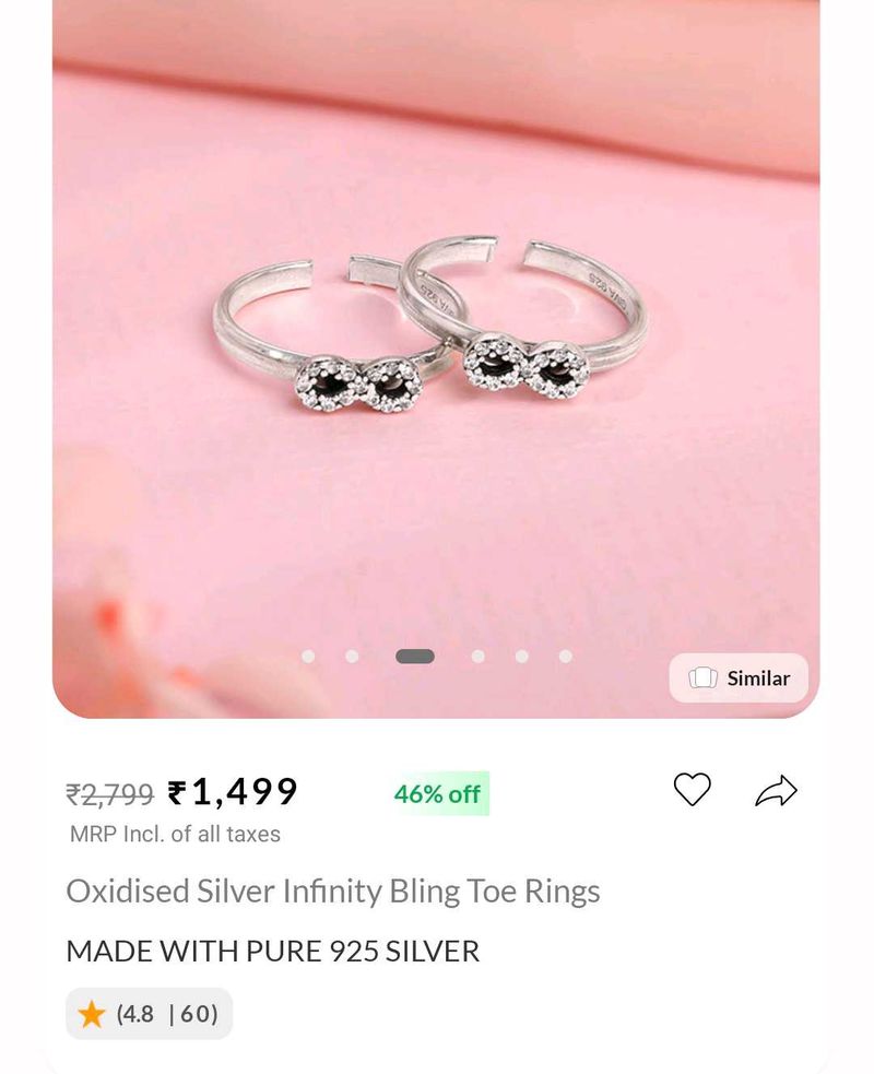Oxidised Silver Infinity Toe Rings