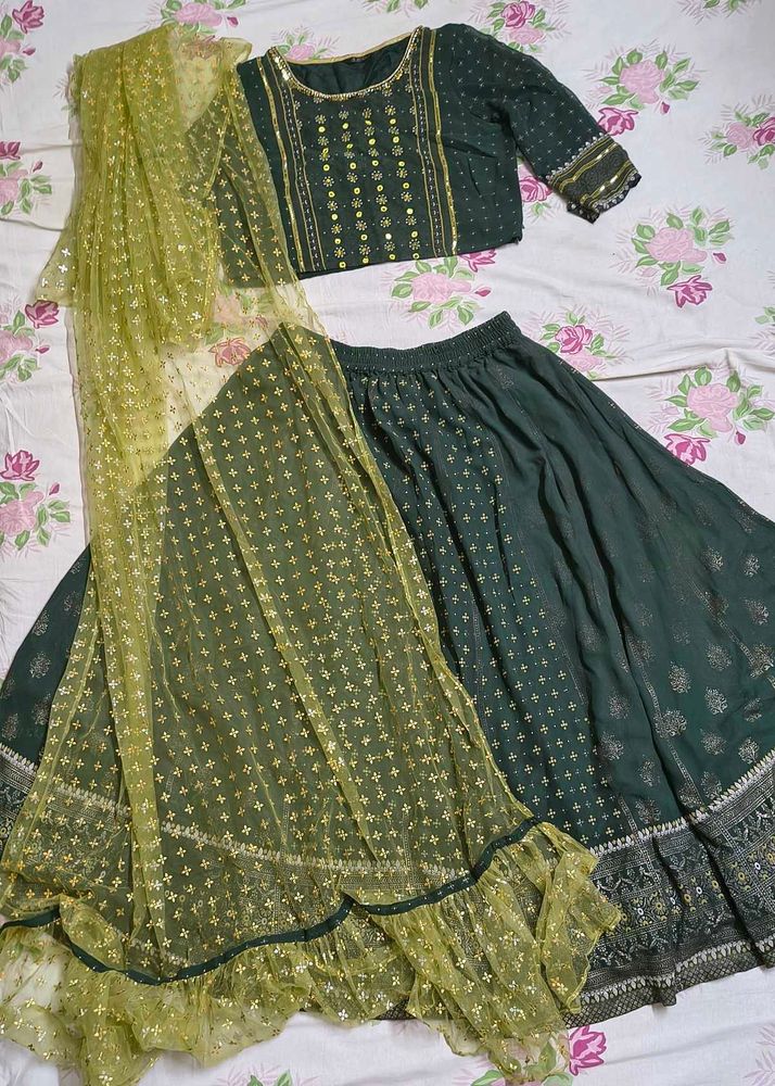 Pantaloons Elegant Green Lehenga Choli Set