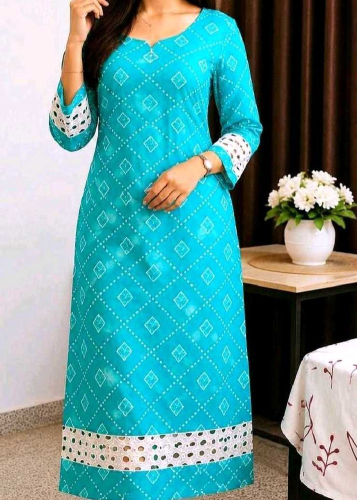 Teal Kurta with Diamond Pattern
