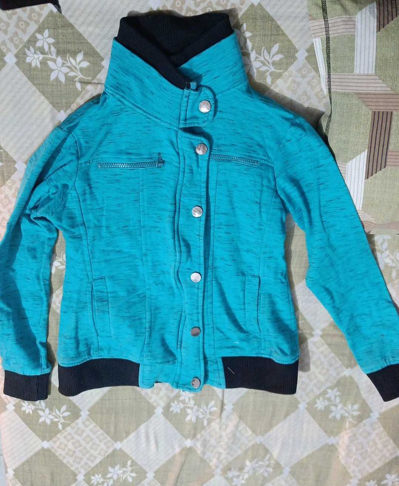 Cyan Blue Jacket For Women
