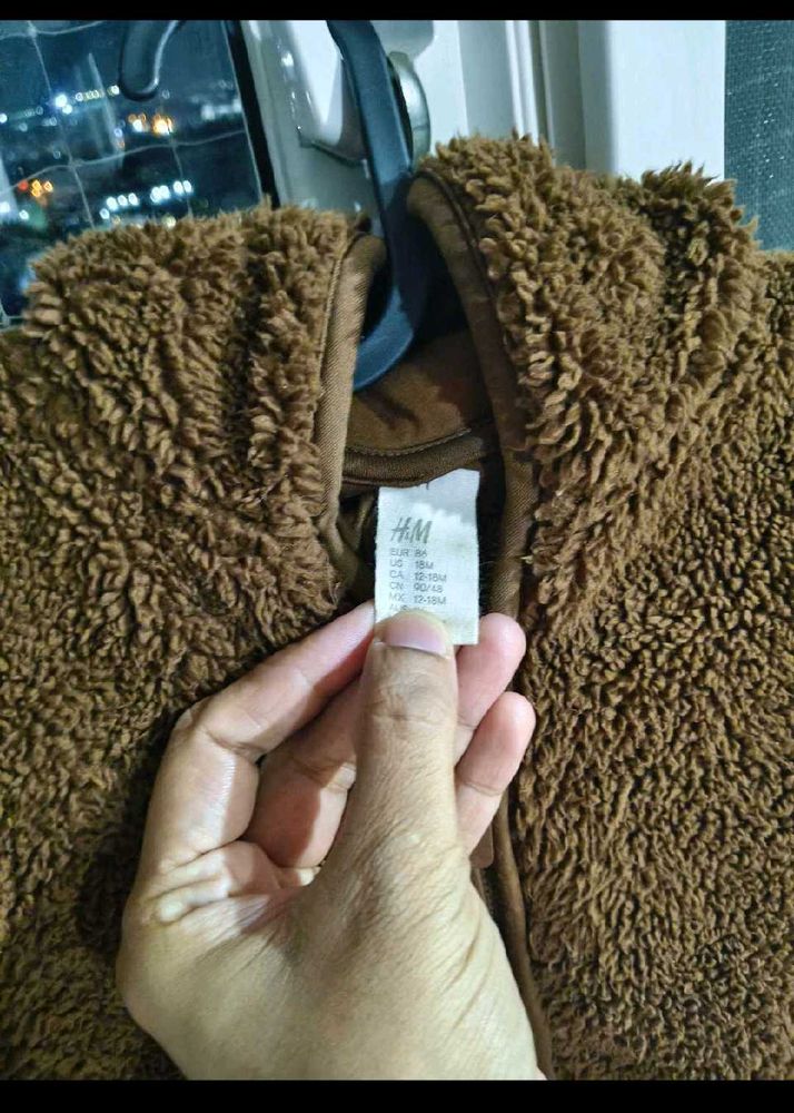 H&amp;M unisex brown fur hoodie jacket