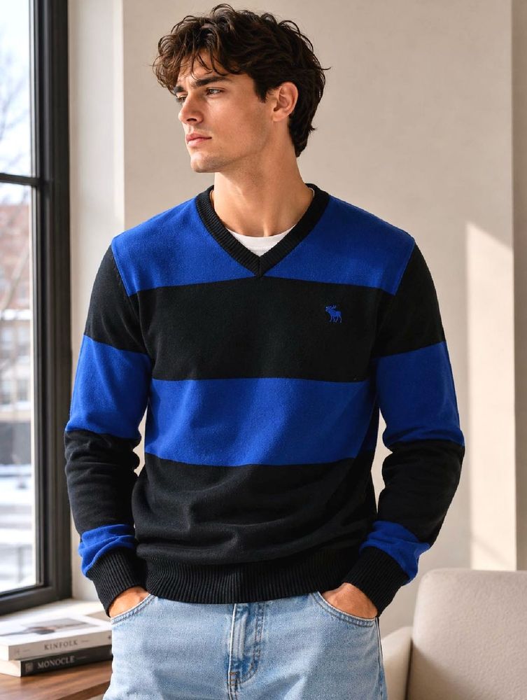 Wrangler Men's Striped V-Neck Sweater