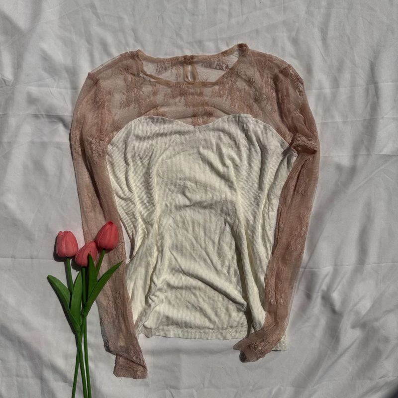 Sheer Lace Long Sleeve Top