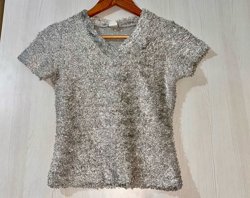 Shimmery Silver Top