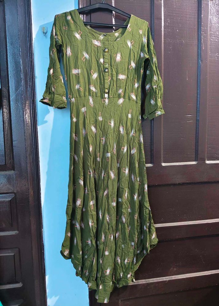 Green Printed Kurta