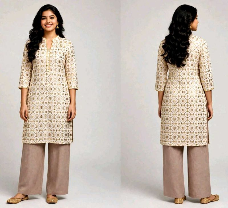 Sequined Kurta with Plazzo