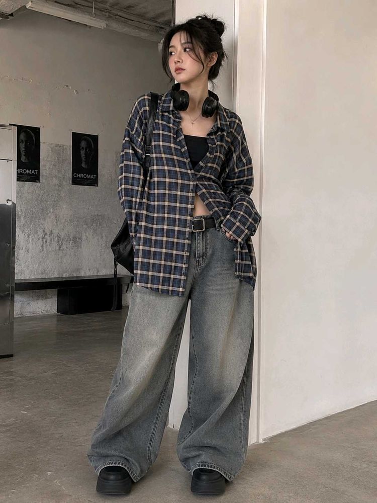 Blue Plaid Long Sleeve Shirt