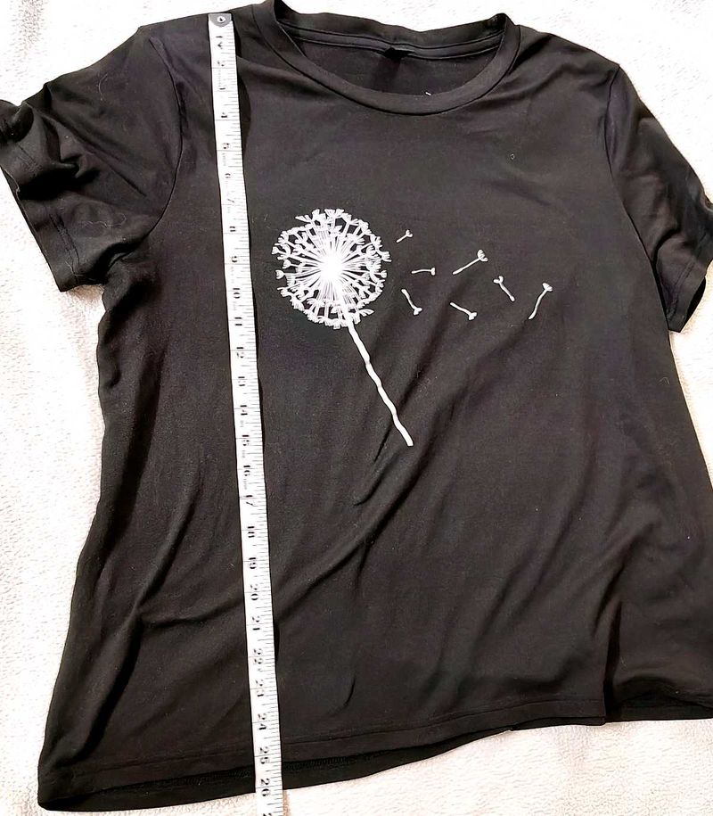 3xl Black Dandelion Graphic T-Shirt