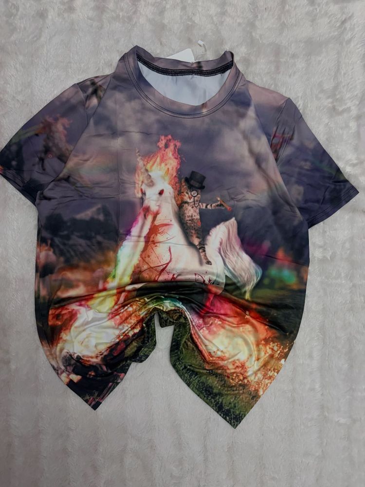 Unique Cat &amp; Unicorn Graphic T-Shirt