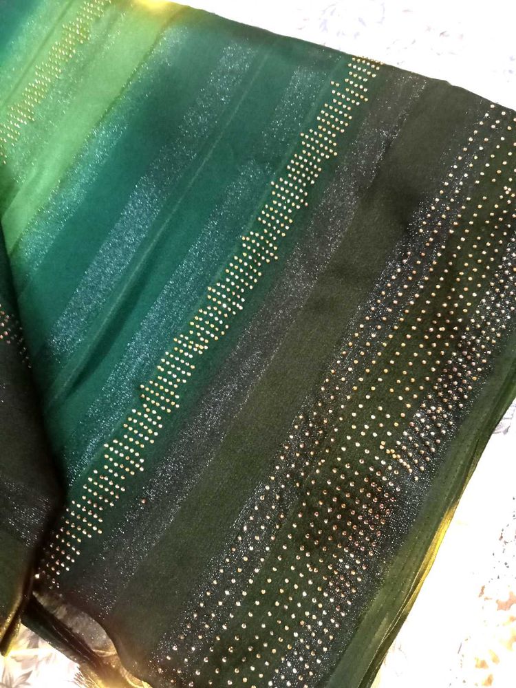 Emerald Green Embellished Saree