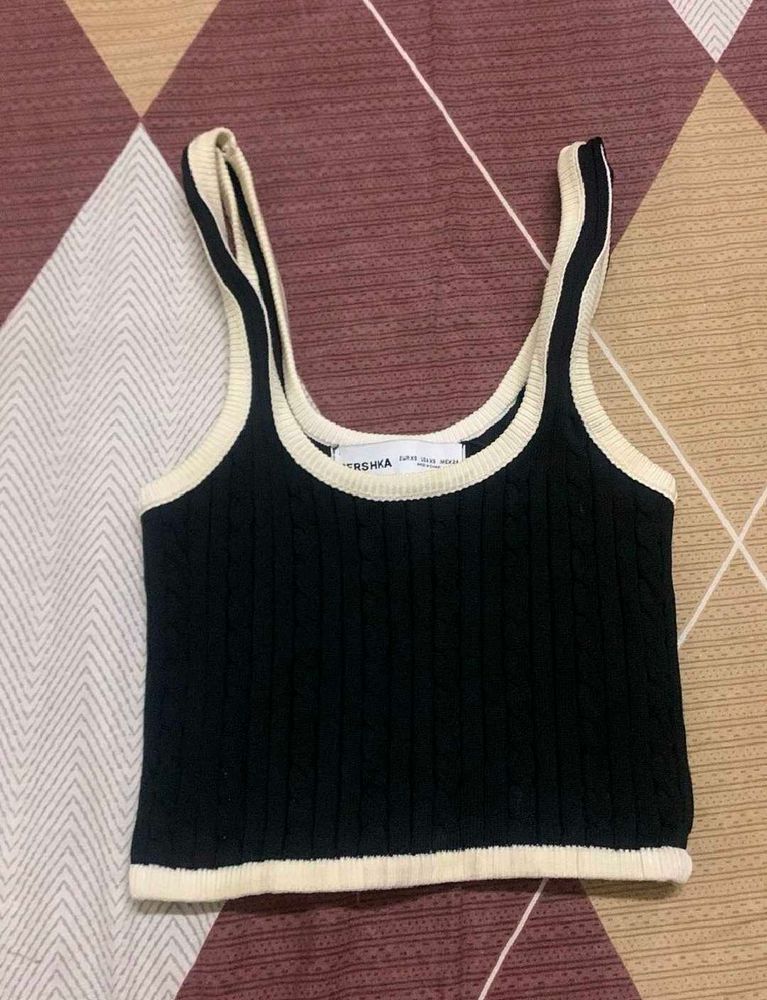 Bershka Black Knit Crop Top