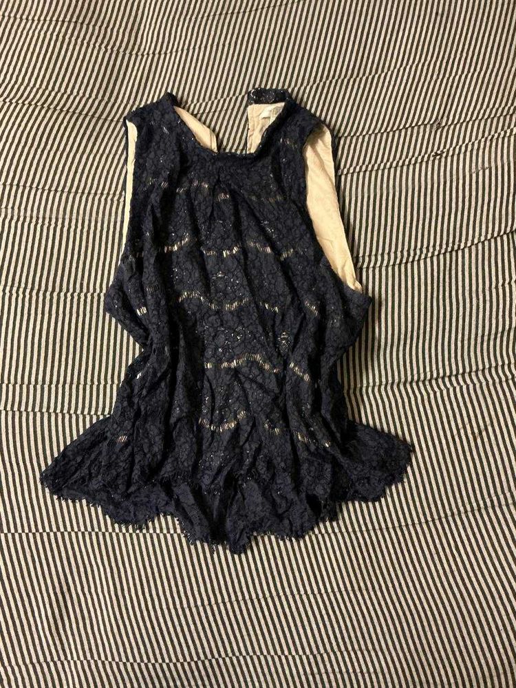 Navy Blue Lace Tank Top