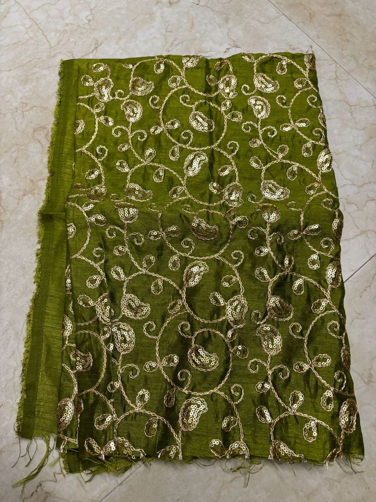 Embroidered Green blouse material with Sequins