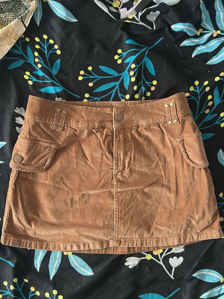 Brown Corduroy Mini Skirt