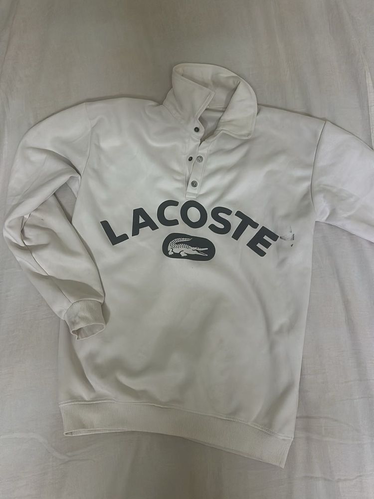 Lacoste White Pullover Sweatshirt