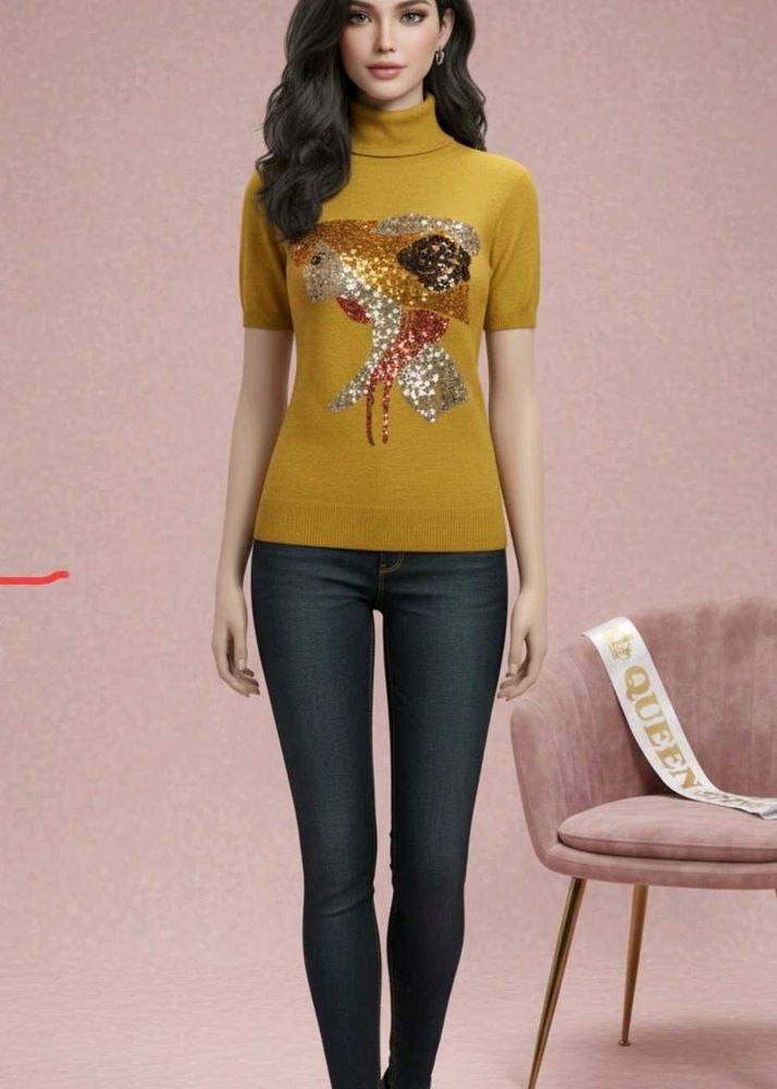 Turtleneck Knit Top
